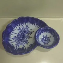 Azeitoneira em porcelana azul