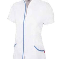 Casaco branco azul celeste de senhora sem mangas